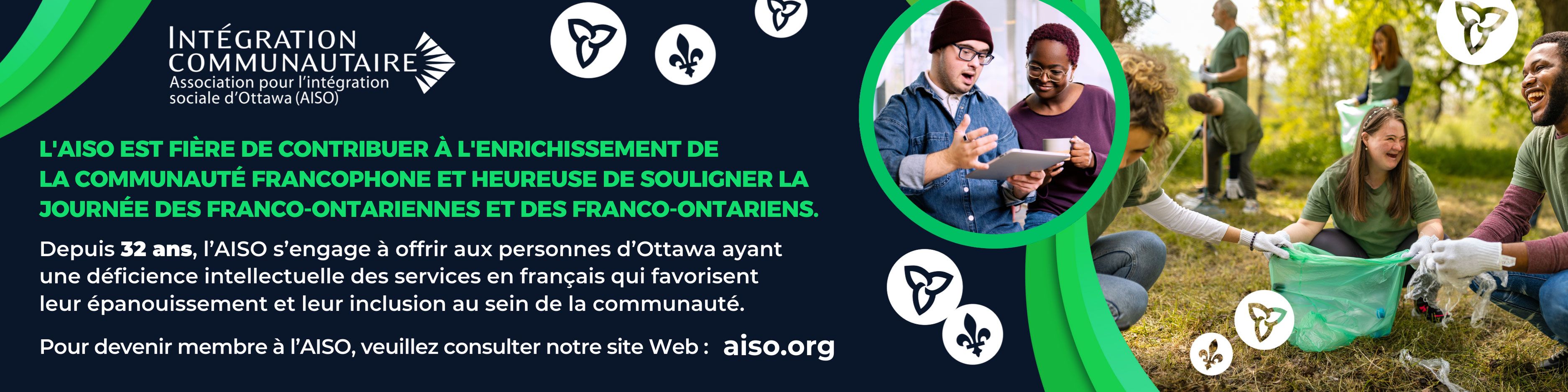 Publicité de l'Association pour l'intégration sociale d'Ottawa (AISO)