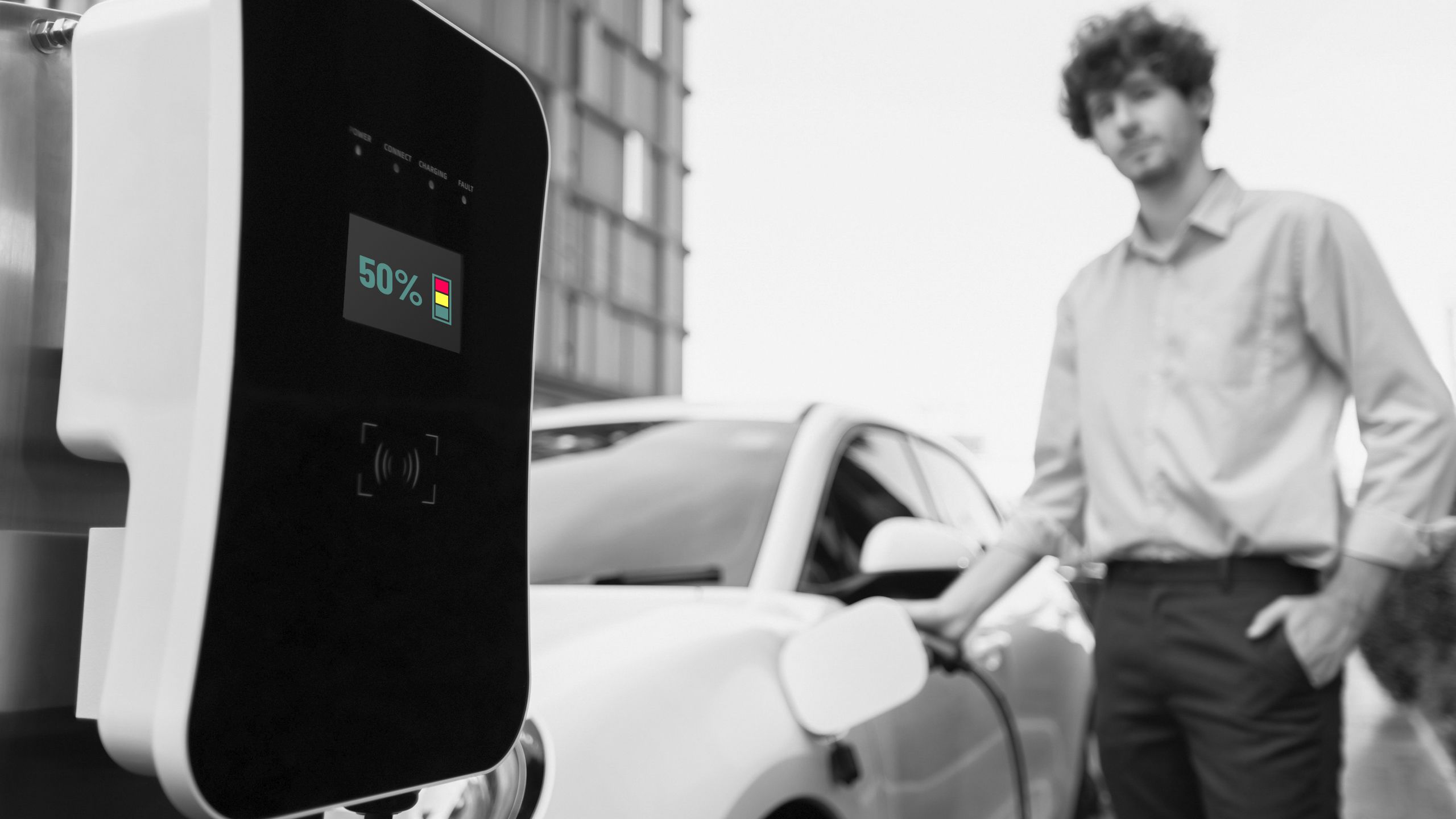 Borne de recharge à 50% de charge