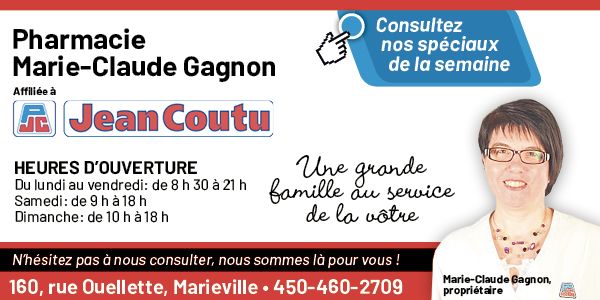 Publicité de la Pharmacie Marie-Claude Gagnon - Jean Coutu