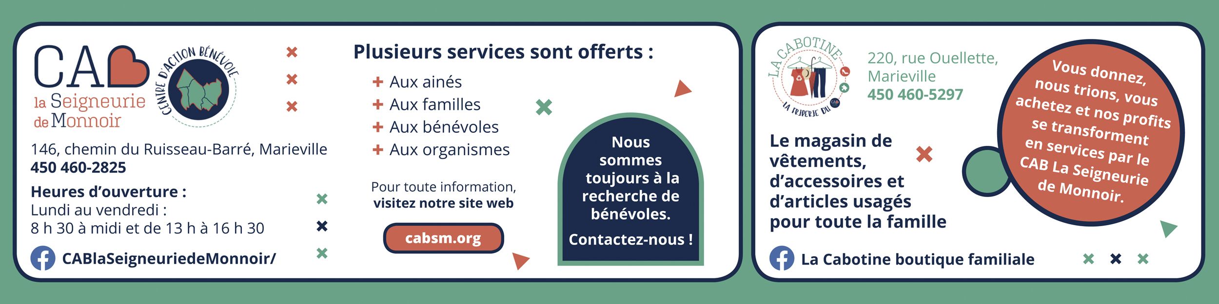 Publicité du Centre d'action bénévole la Seigneurie de Monnoir