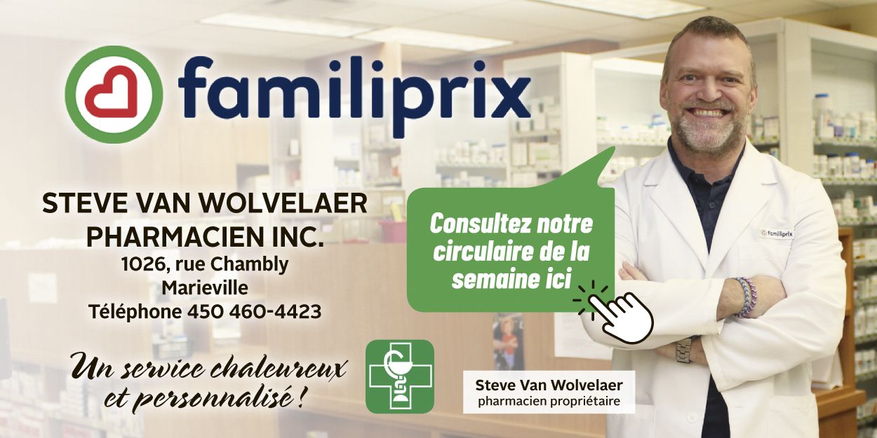Publicité de Familiprix Marieville